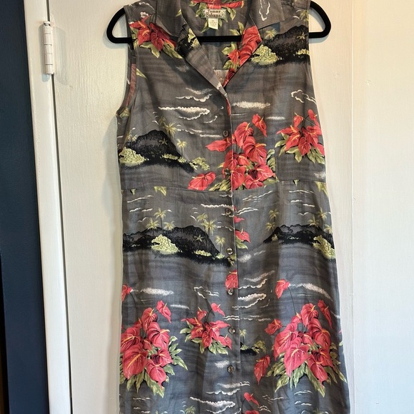 Tommy Bahama Gray and Red Floral Midi Dress - Picture 2 of 9